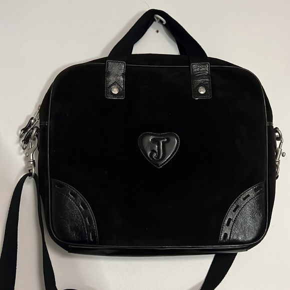 Juicy Couture Y2K Velour Logo Embroidered Messenger Crossbody Shoulder Bag - Picture 4 of 6